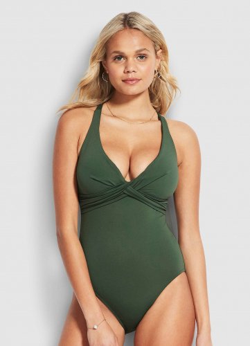 SEAFOLLY купальник слитный с плотной чашкой и открытым вырезом