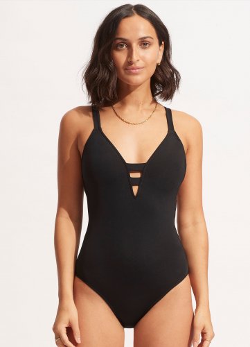 SEAFOLLY купальник слитный с треугольной чашкой с полосками сзади