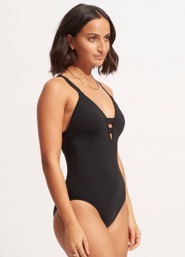 SEAFOLLY купальник слитный с треугольной чашкой с полосками сзади